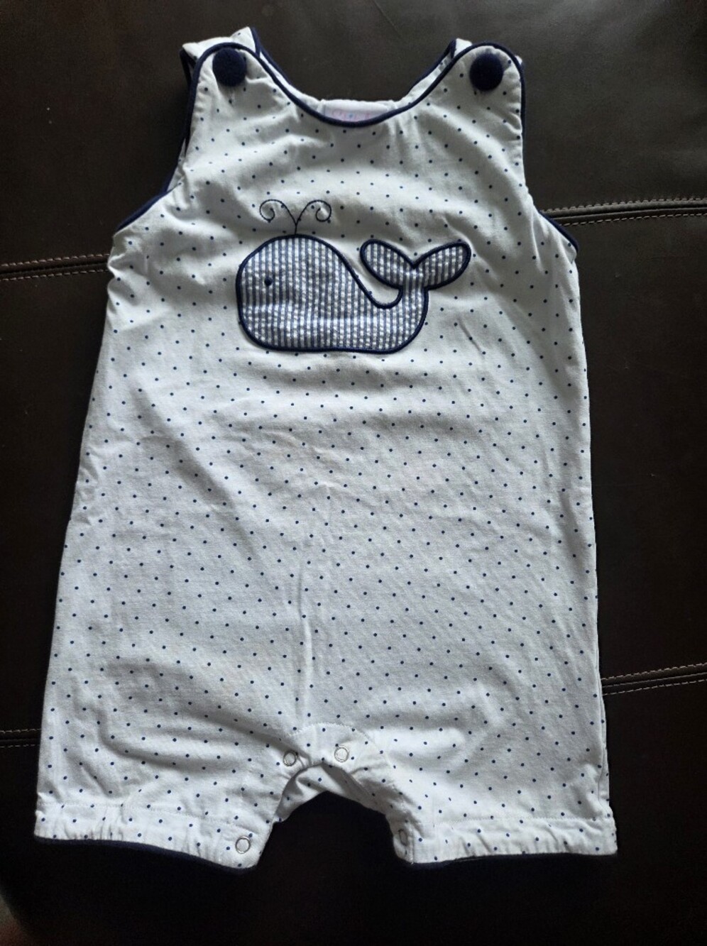 Stitchy Fish Kids Blue Polka Dot Sleep Sack with Whale Applique